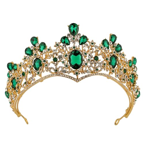 Krone Krone Kopfschmuck Braut Kopfschmuck Krone Hochzeitskleid Zubehör für Hochzeitsabschlussball Festzugsparty(Grün) von DUMRALBQE