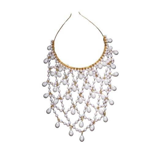 Quasten-Stirnband Bohemian Vintage Kopfbedeckung Damen Perlen Haarband für Damen und Mädchen(Gold) von DUMRALBQE