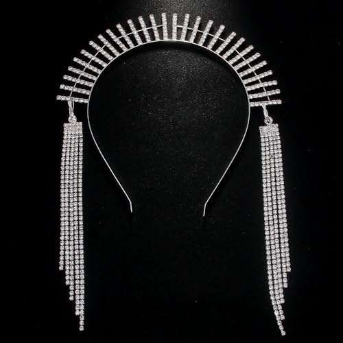 Quasten-Stirnband Personalisierte Quasten-Haarbänder, Strass-Haarbänder für Damen und Mädchen(Silver) von DUMRALBQE