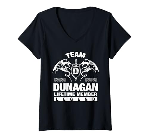 Damen Team Dunagan – Lebenslange Mitgliedsgeschenke T-Shirt mit V-Ausschnitt von DUNAGAN FAMILY Idea Gifts