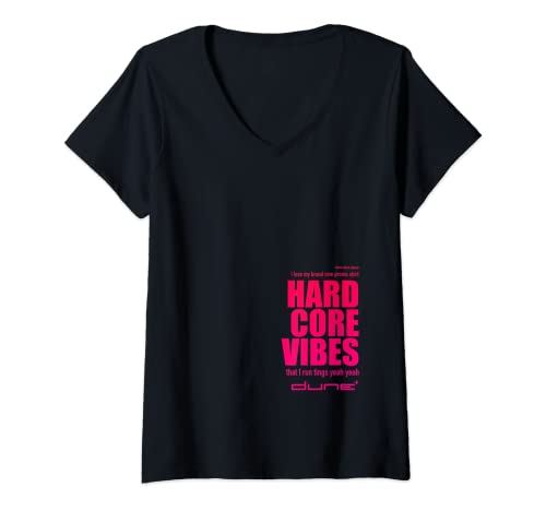 Damen Offizielles Original Dune Hardcore Vibes T-Shirt mit V-Ausschnitt Damen Offizielles Original Dune Hardcore Vibes T-Shirt mit V-Ausschnitt von DUNE DJ OFFICIAL