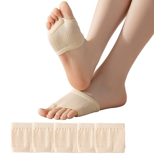 DUNKOING Women Open Toe Half Socks Cotton Peep Toe Mule Sandal Liner Sock for Clogs Flip Flop Slide Slipper Liner (5 Beige) von DUNKOING