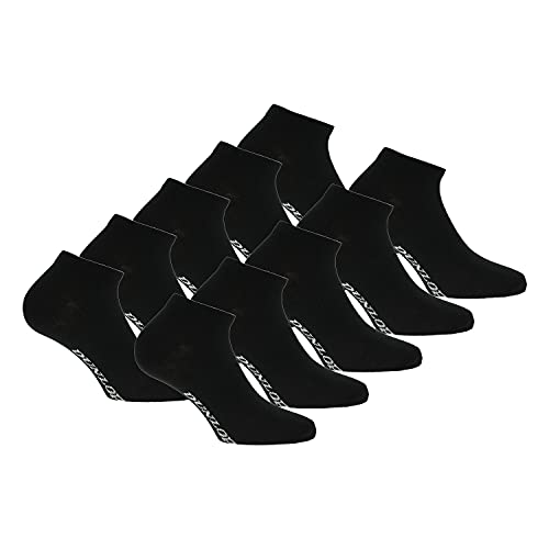 DUNLOP 10 Paare Unisex Socken am Knöchel Sneaker aus weicher Baumwolle Schwarz 41-45 von DUNLOP