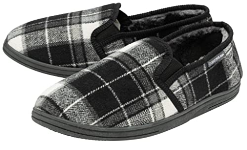 DUNLOP Berühmte Lance Samt-Hausschuhe für Herren mit elastischen Zwickeln, Schwarz multi, 44 EU von DUNLOP