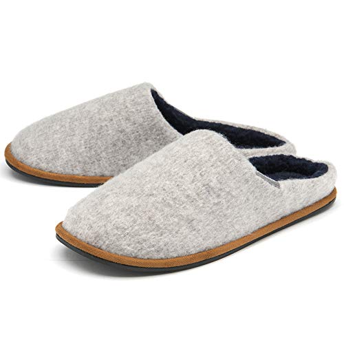 Dunlop Mens Hausschuhe Bequem Slip On Pantolettenschuhe Faux Fur Lined Felt Gedächtnisschaum Größens EU 41-46 von DUNLOP