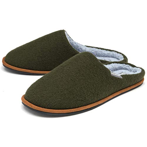 Dunlop Mens Hausschuhe Bequem Slip On Pantolettenschuhe Faux Fur Lined Felt Gedächtnisschaum Größens EU 41-46 von DUNLOP