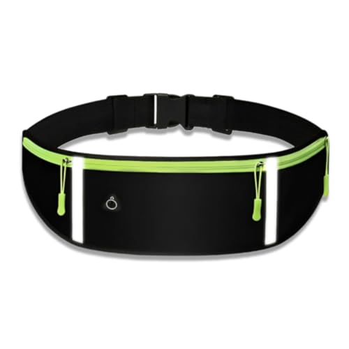 Schlanker Laufgürtel für Damen & Herren - Reflektierende Hüfttasche, Handyhalterung, Geldgürtel zum Laufen, Radfahren, Reisen - Verstellbar, Leicht, Schweißfest, Passend für iPhone, Android, von DUNNI