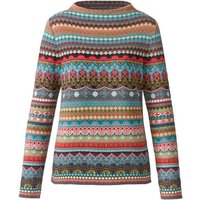 Jacquard-Pullover aus Bio-Baumwolle, petrol gemustert von DUNQUE