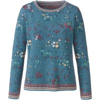 Jacquard-Pullover aus Bio-Merinowolle mit Bio-Baumwolle, blau gemustert von DUNQUE