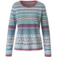 Jacquard-Pullover im Mustermix aus Bio-Baumwolle, blau-gemustert von DUNQUE