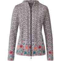 Jacquard-Strickjacke aus Bio-Merinowolle mit Bio-Baumwolle, grau gemustert von DUNQUE