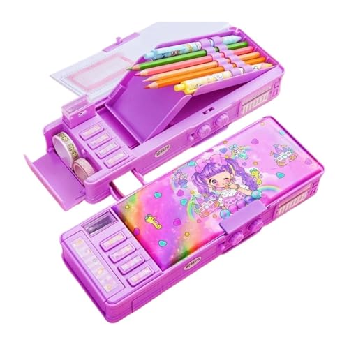 DUNSBY Federmäppchen Mechanische Verformung Kombinationsschloss Schreibwarenbox Mädchen niedlich Federmäppchen Schüler Federmäppchen Cartoon Kunststoff Federmäppchen (Color : A5) von DUNSBY