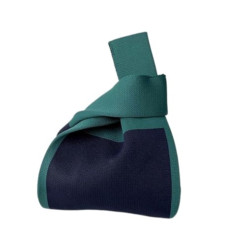 DUNSBY Knot Handgelenktasche Frauen Mini Knoten Handgelenk Tasche Handgemachte Casual Stricken Handtasche Farbe Plaid Einkaufstasche Student Wiederverwendbare Einkaufstaschen für Frauen(Cloor-07) von DUNSBY