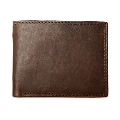 DUNSBY Schwarze Ledergeldbörse Leder Männer Brieftaschen mit Münztasche Vintage Männliche Geldbörse echte Ledermännern Brieftasche mit Kartenhaltern (Color : Dark Brown Wallet) von DUNSBY