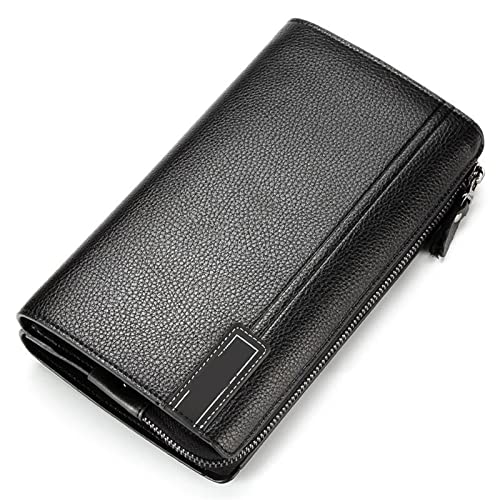 DUNSBY Schwarze Ledergeldbörse Männer Clutch -Tasche große Kapazität Männer Brieftaschen Handy Taschenpackung Pocket Pocket Multifunktions Brieftasche for Männer (Color : Black) von DUNSBY