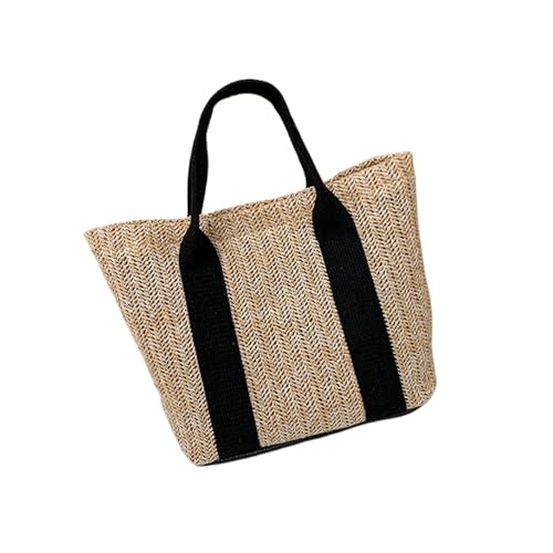DUNSBY Strandtasche Damen Frauen Casual Rattan Handtaschen Korb Gewebt Schulter Taschen Sommer Strand Stroh Tasche Große Kapazität Tote Dame Große Geldbörsen(Black) von DUNSBY