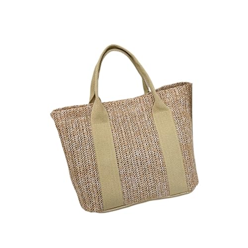 DUNSBY Strandtasche Damen Frauen Casual Rattan Handtaschen Korb Gewebt Schulter Taschen Sommer Strand Stroh Tasche Große Kapazität Tote Dame Große Geldbörsen(Khaki) von DUNSBY