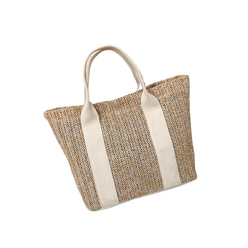 DUNSBY Strandtasche Damen Frauen Casual Rattan Handtaschen Korb Gewebt Schulter Taschen Sommer Strand Stroh Tasche Große Kapazität Tote Dame Große Geldbörsen(White) von DUNSBY