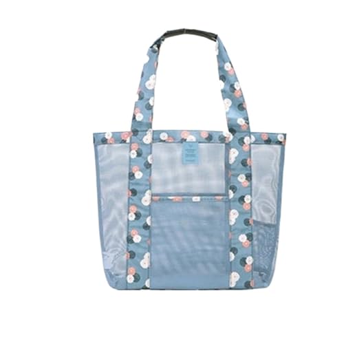 DUNSBY Strandtasche Damen Strand-Gymnastikbad-Kosmetiktasche, tragbare Tasche, Reise-Netztasche, große Aufbewahrungstasche mit Reißverschluss, Einkaufstasche, Trocken- und Nasstrennung(Blue) von DUNSBY