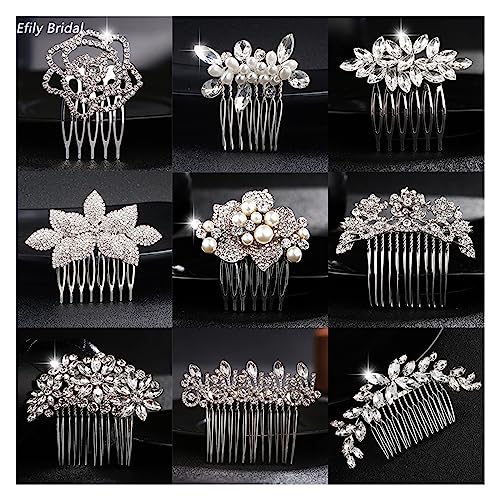 Haarschmuck Hochzeit Braut Hochzeit Haarschmuck Kristall Silber Farbe Haarkämme for Frauen Braut Kopfschmuck Party Schmuck Brautjungfern Geschenk (Color : HS-J6528S) von DUNSBY