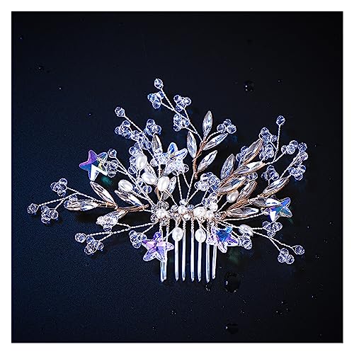 Haarschmuck Hochzeit Hochzeit Elegante Kristall Braut Haar Kamm Kopfbedeckung Blinkende Ornamente Strass Perle Braut Haar Clip Zubehör Schmuck (Color : 15) von DUNSBY