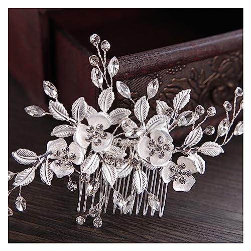 Haarschmuck Hochzeit Hochzeit Elegante Kristall Braut Haar Kamm Kopfbedeckung Blinkende Ornamente Strass Perle Braut Haar Clip Zubehör Schmuck (Color : 17) von DUNSBY