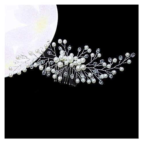 Haarschmuck Hochzeit Hochzeit Elegante Kristall Braut Haar Kamm Kopfbedeckung Blinkende Ornamente Strass Perle Braut Haar Clip Zubehör Schmuck (Color : 21) von DUNSBY