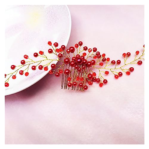 Haarschmuck Hochzeit Hochzeit Elegante Kristall Braut Haar Kamm Kopfbedeckung Blinkende Ornamente Strass Perle Braut Haar Clip Zubehör Schmuck (Color : 22) von DUNSBY