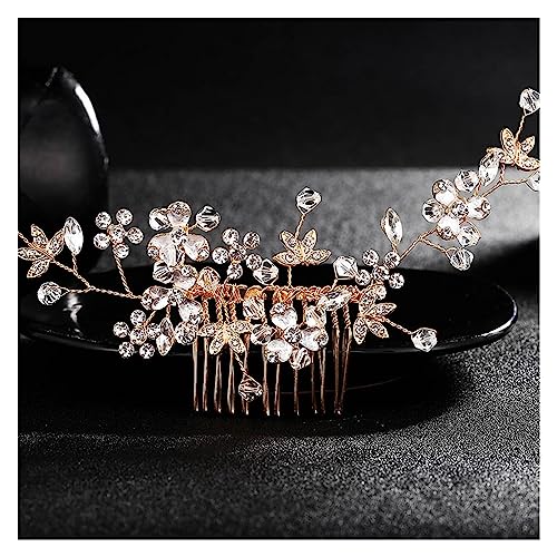 Haarschmuck Hochzeit Hochzeit Kristall Peals Haarkämme Braut Haar Clips Zubehör Schmuck Handgemachte Frauen Kopf Ornamente Kopfbedeckungen for Braut (Color : HS-J1554-G) von DUNSBY