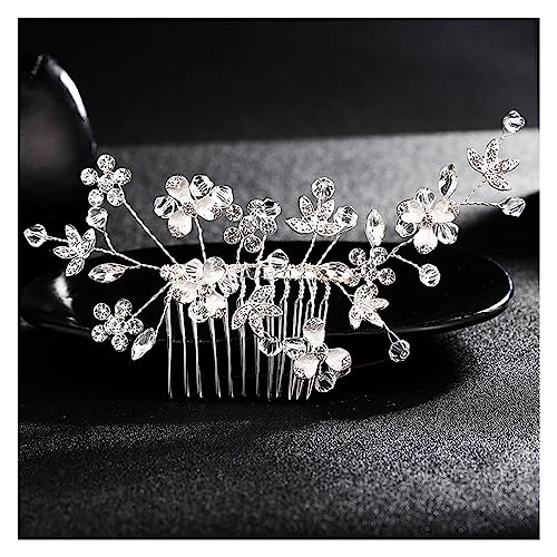 Haarschmuck Hochzeit Hochzeit Kristall Peals Haarkämme Braut Haar Clips Zubehör Schmuck Handgemachte Frauen Kopf Ornamente Kopfbedeckungen for Braut (Color : HS-J1554-S) von DUNSBY