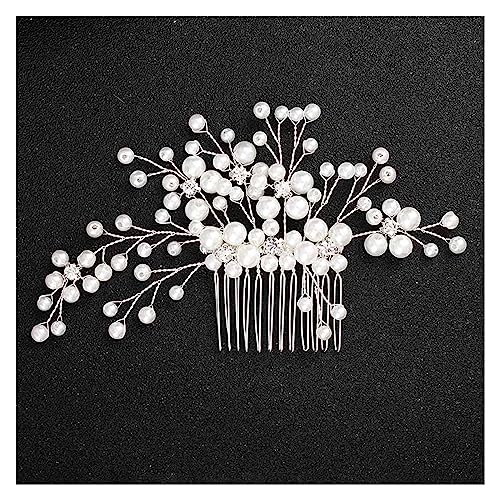 Haarschmuck Hochzeit Hochzeit Kristall Peals Haarkämme Braut Haar Clips Zubehör Schmuck Handgemachte Frauen Kopf Ornamente Kopfbedeckungen for Braut (Color : HS-J4538-S) von DUNSBY