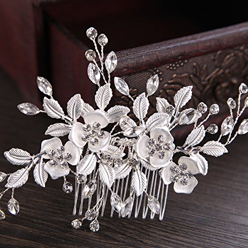 Haarschmuck Hochzeit Silber Farbe Perle Kristall Hochzeit Haar Kämme Haar Zubehör for Braut Blume Kopfschmuck Frauen Braut Haar Ornamente Schmuck (Color : G) von DUNSBY