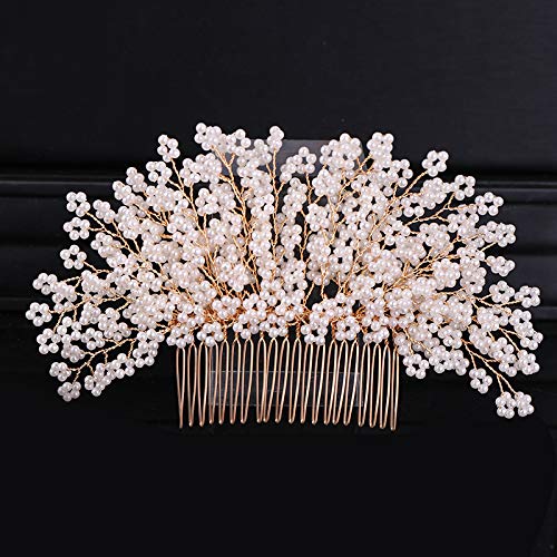 Haarschmuck Hochzeit Silber Farbe Perle Kristall Hochzeit Haar Kämme Haar Zubehör for Braut Blume Kopfschmuck Frauen Braut Haar Ornamente Schmuck (Color : I) von DUNSBY