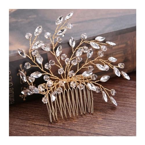 Haarschmuck Hochzeit Trendige handgemachte Tiara Hochzeit Haarkamm Blatt Blume Braut Haarnadeln Perle Strass Kopf Schmuck Mädchen Hochzeit Haarschmuck (Color : 11) von DUNSBY