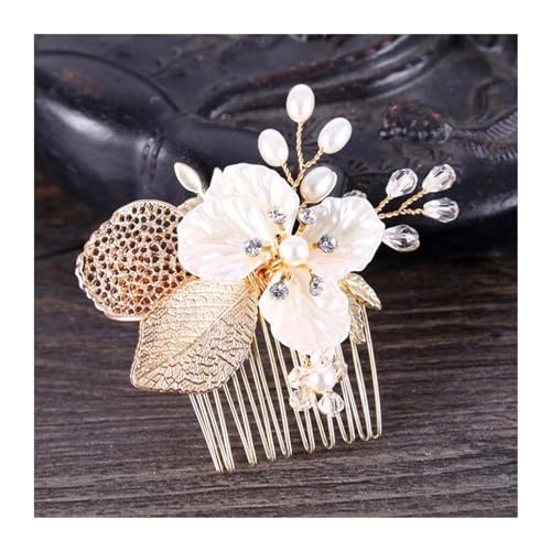 Haarschmuck Hochzeit Trendige handgemachte Tiara Hochzeit Haarkamm Blatt Blume Braut Haarnadeln Perle Strass Kopf Schmuck Mädchen Hochzeit Haarschmuck (Color : 13) von DUNSBY