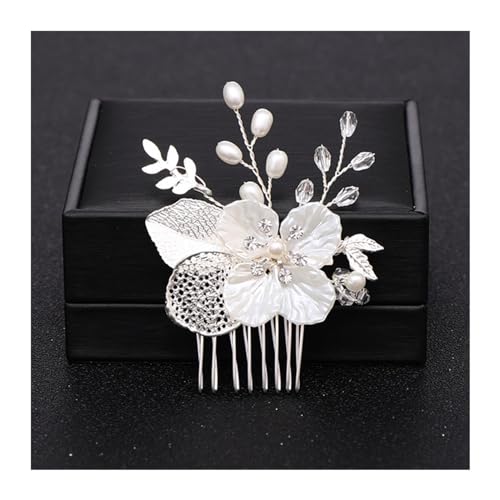 Haarschmuck Hochzeit Trendige handgemachte Tiara Hochzeit Haarkamm Blatt Blume Braut Haarnadeln Perle Strass Kopf Schmuck Mädchen Hochzeit Haarschmuck (Color : 14) von DUNSBY