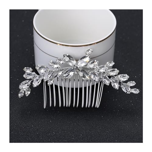 Haarschmuck Hochzeit Trendige handgemachte Tiara Hochzeit Haarkamm Blatt Blume Braut Haarnadeln Perle Strass Kopf Schmuck Mädchen Hochzeit Haarschmuck (Color : 17) von DUNSBY