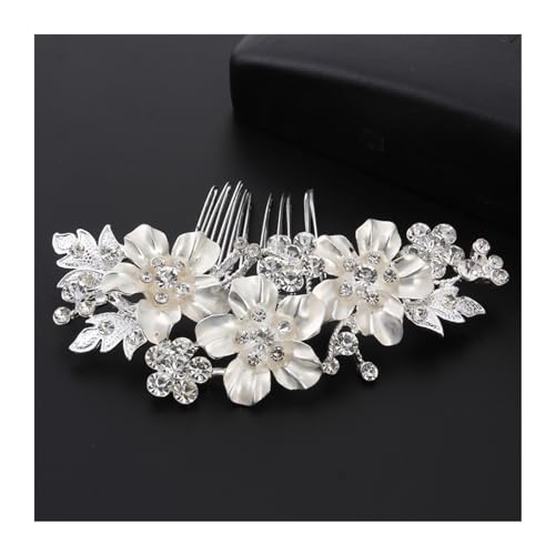 Haarschmuck Hochzeit Trendige handgemachte Tiara Hochzeit Haarkamm Blatt Blume Braut Haarnadeln Perle Strass Kopf Schmuck Mädchen Hochzeit Haarschmuck (Color : 22) von DUNSBY