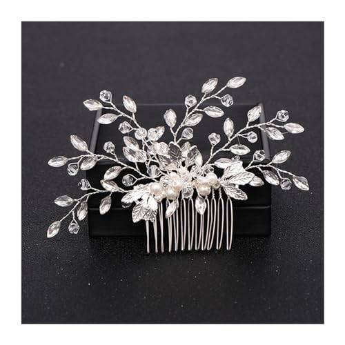 Haarschmuck Hochzeit Trendige handgemachte Tiara Hochzeit Haarkamm Blatt Blume Braut Haarnadeln Perle Strass Kopf Schmuck Mädchen Hochzeit Haarschmuck (Color : 28) von DUNSBY