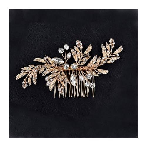 Haarschmuck Hochzeit Trendige handgemachte Tiara Hochzeit Haarkamm Blatt Blume Braut Haarnadeln Perle Strass Kopf Schmuck Mädchen Hochzeit Haarschmuck (Color : 30) von DUNSBY