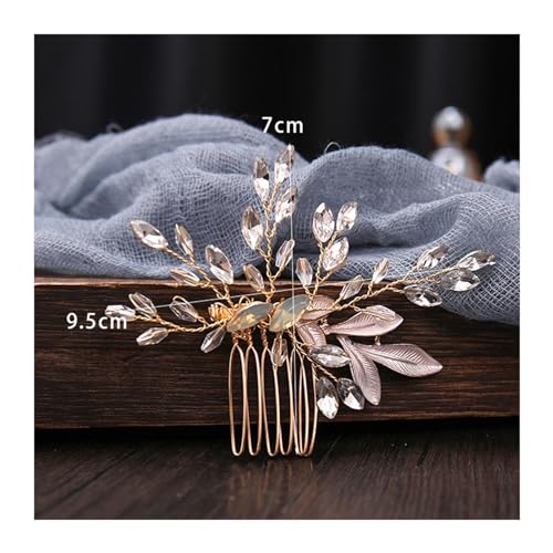 Haarschmuck Hochzeit Trendige handgemachte Tiara Hochzeit Haarkamm Blatt Blume Braut Haarnadeln Perle Strass Kopf Schmuck Mädchen Hochzeit Haarschmuck (Color : 7) von DUNSBY