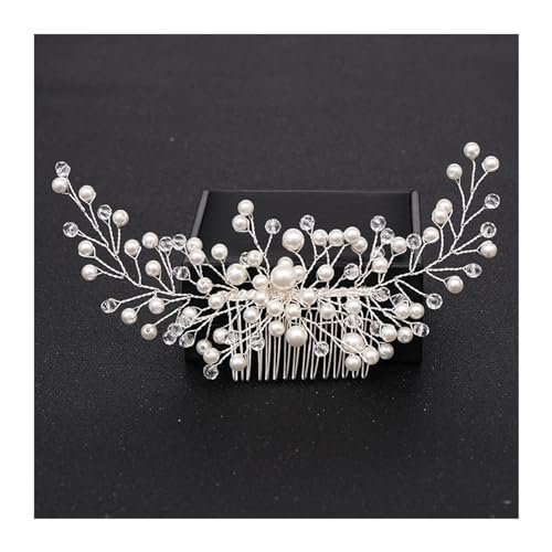 Haarschmuck Hochzeit Trendige handgemachte Tiara Hochzeit Haarkamm Blatt Blume Braut Haarnadeln Perle Strass Kopf Schmuck Mädchen Hochzeit Haarschmuck (Color : 8) von DUNSBY