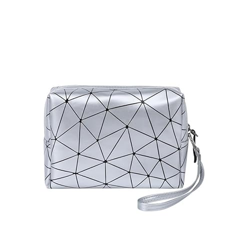 Kosmetiktasche 1 Stück Frauen Geometrische Make-up Tasche Reißverschluss Reise Große Make-up Tasche Beauty Case Aufbewahrungsorganisator (Color : Sliver) von DUNSBY