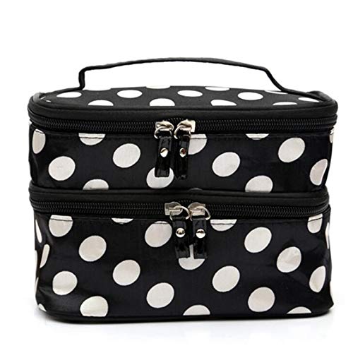 Kosmetiktasche Frauen Doppelschicht Kosmetiktasche Reise Funktionelle Reißverschluss Make-Up Case Make up Taschen Organizer Aufbewahrungstasche Kulturbeutel (Color : White) von DUNSBY