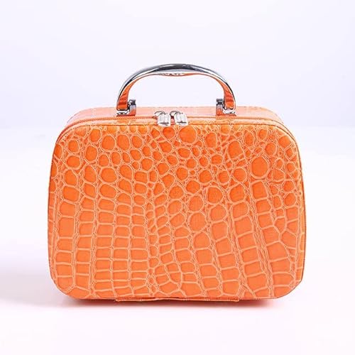 Kosmetiktasche Luxus-PU-Kosmetikkoffer for Frauen, professionelle Make-up-Taschen, Reise-Organisator-Fall, Schönheit, notwendig, Make-up-Aufbewahrung, Kosmetikerin (Color : Orange M) von DUNSBY