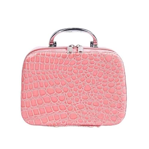 Kosmetiktasche Luxus-PU-Kosmetikkoffer for Frauen, professionelle Make-up-Taschen, Reise-Organisator-Fall, Schönheit, notwendig, Make-up-Aufbewahrung, Kosmetikerin (Color : Pink M) von DUNSBY