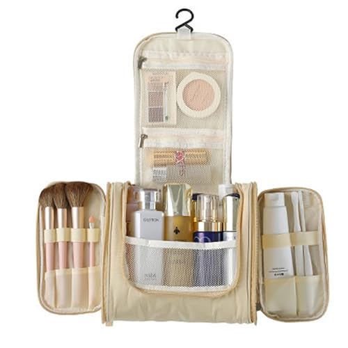 Kosmetiktasche wasserdichte Reise-Organizer-Tasche Unisex-Frauen-Kosmetiktasche for Aufhängen von Reise-Make-up-Taschen for Waschen von Kulturbeuteln (Color : Beige) von DUNSBY