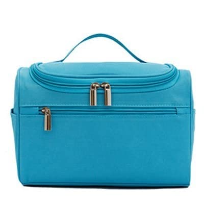 Kosmetiktasche wasserdichte Reißverschluss Make-up-Tasche Reise Polyester männliches Waschset Organizer Makeup-Tasche tragbare Frauen hängende Kulturbeutel for Herren (Color : Blue) von DUNSBY