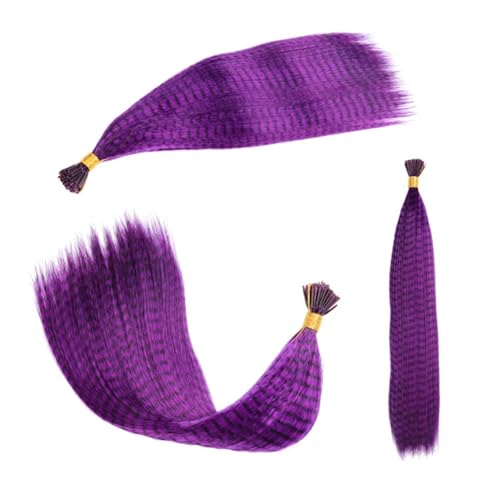Regenbogen Feder Haar 20 Stück Federn for Haarverlängerungen, synthetische farbige Overhead-Strähnen, Haar-Accessoires, Regenbogen-Haarteil for Frauen (Color : 4) von DUNSBY