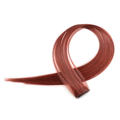 Regenbogen Feder Haar 5 Stück Haarverlängerungen, gerade Fransen, Kunsthaar, natürliche Farbe, Clip-on-Haarteile, synthetische Haarspangen, Verlängerung for Frauen (Color : 4) von DUNSBY